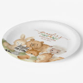 Earthy Woodland Animals Baby Celebration ペーパープレート (アングル)