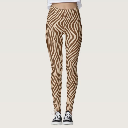 Earthy Zebra Print Fashion Leggings レギンス (正面)
