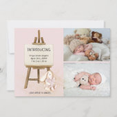 Easel & Bunny 2フォトベビーガール誕生 案内状 (正面)