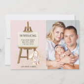 Easel & Bunny Photo Baby Girl誕生 案内状 (正面)