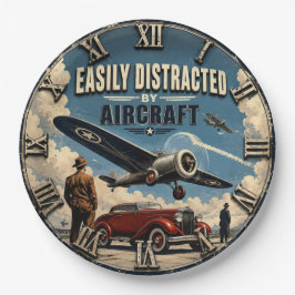 Easily Distracted by Aircraft Vintage Warbird ペーパープレート