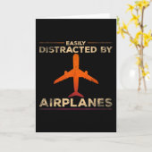 Easily Distracted By Airplanes Airplane Lover カード (黄色い花)