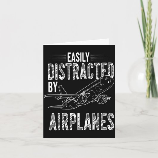 Easily Distracted By Airplanes Funny Plane Lovers  カード (正面)