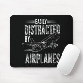 Easily Distracted By Airplanes Funny Plane Lovers  マウスパッド (マウス)