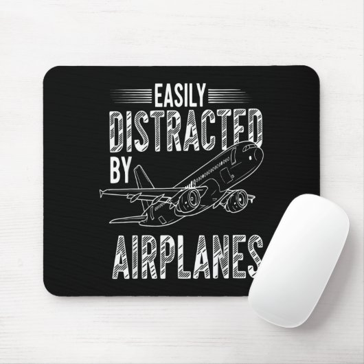 Easily Distracted By Airplanes Funny Plane Lovers  マウスパッド (マウス)