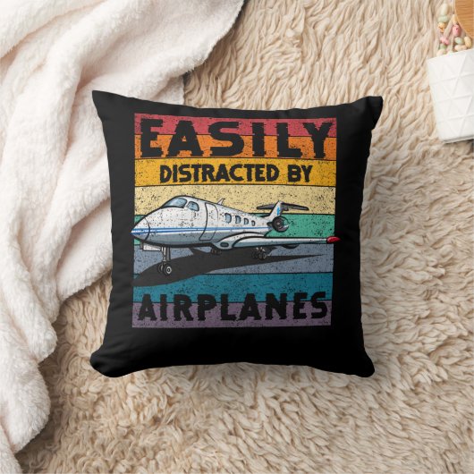 Easily Distracted By Airplanes Pilot Gifts Funny A クッション (ブランケット)