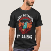 Easily Distracted By Aliens I Green Alien I Kids A Tシャツ (正面)