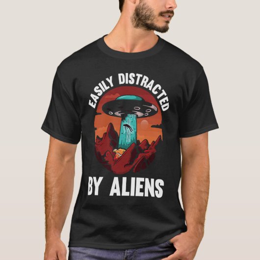 Easily Distracted By Aliens I Green Alien I Kids A Tシャツ (正面)