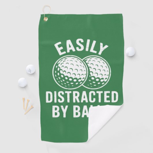 Easily Distracted by Balls Funny Golf Ball Golfer ゴルフタオル (インサイチュ)