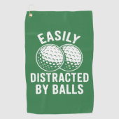 Easily Distracted by Balls Funny Golf Ball Golfer ゴルフタオル (正面)