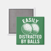 Easily Distracted by Balls Funny Golf Ball Golfer マグネット (正面/裏面)