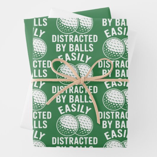 Easily Distracted by Balls Funny Golf Ball Golfer ラッピングペーパーシート (インサイチュ)