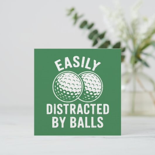 Easily Distracted by Balls Funny Golf Ball Golfer 招待状 (スタンド正面)