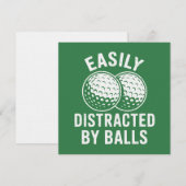 Easily Distracted by Balls Funny Golf Ball Golfer 招待状 (正面/裏面)
