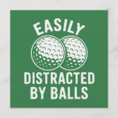 Easily Distracted by Balls Funny Golf Ball Golfer 招待状 (正面)