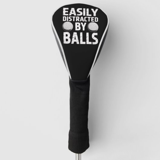 Easily Distracted by Balls Funny Golf Lover  ゴルフヘッドカバー (正面)