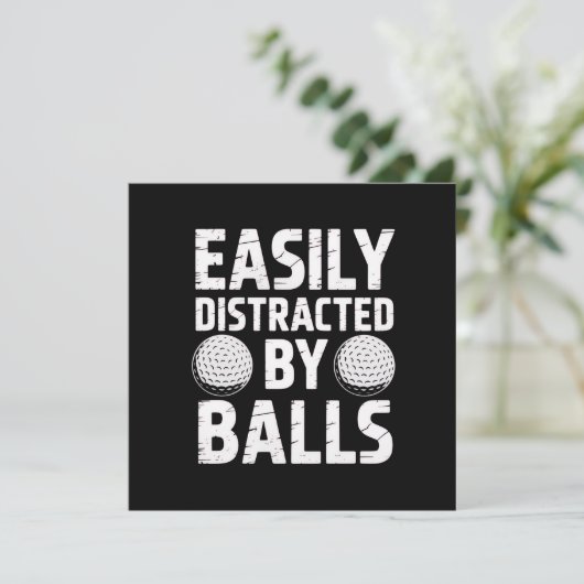 Easily Distracted by Balls Funny Golf Lover  招待状 (スタンド正面)