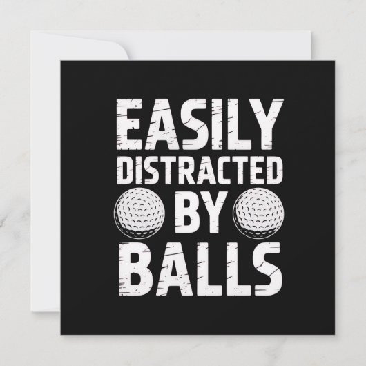 Easily Distracted by Balls Funny Golf Lover 招待状 (正面)