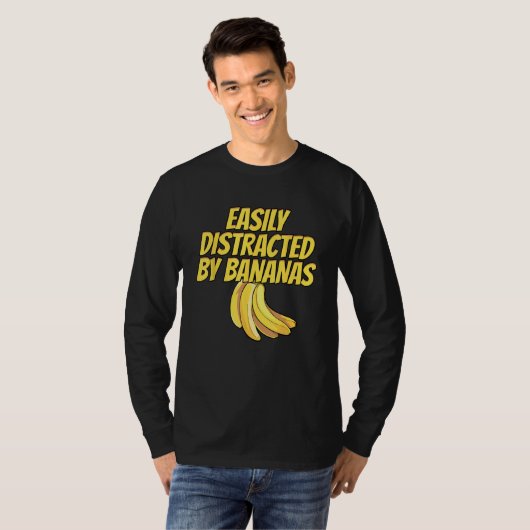 Easily Distracted BY Bananas Banana Plantain Fruit Tシャツ (正面フル)