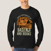 Easily Distracted By Basenji And Books Angari Dog Tシャツ (正面)