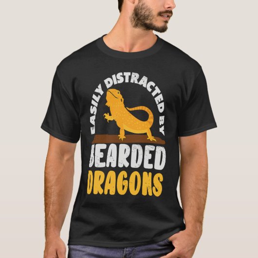 Easily Distracted by Bearded Dragon Lizard Reptile Tシャツ (正面)