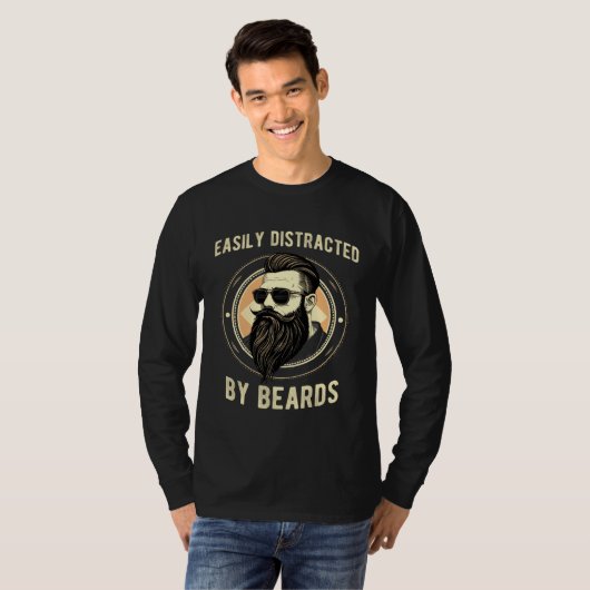 Easily Distracted By Beards for Beard Tシャツ (正面フル)