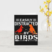 Easily Distracted By Birds Cute Funny Quote Bird L カード (黄色い花)