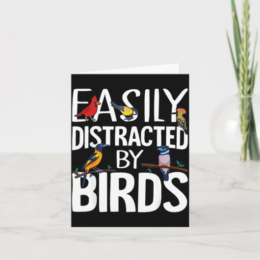 Easily Distracted By Birds Funny Bird Lover &amp;  カード (正面)