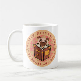 Easily Distracted By Books And Dogs - Cute Pug Dog コーヒーマグカップ