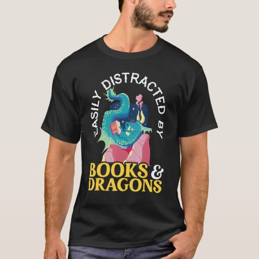 Easily Distracted By Books And Dragons Myth Dragon Tシャツ (正面)
