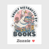 Easily Distracted by Books Cute Goose Bookworm シール (シート)