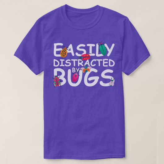 Easily Distracted By Bugs - Funny Kids Bug Insects Tシャツ (デザイン正面)