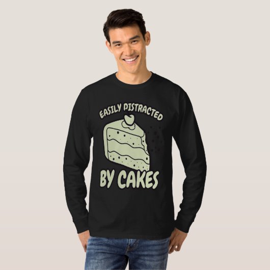 Easily Distracted By Cakes Baker Baking Cake Tシャツ (正面フル)