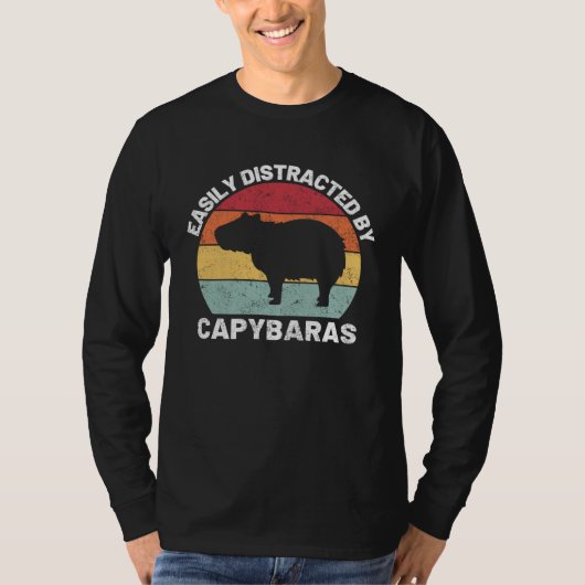 Easily Distracted By Capybara Retro Capybara Tシャツ (正面)