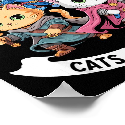 Easily Distracted By Cats &amp; Side Quests Funny  ポスター (角)