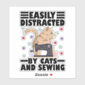 Easily Distracted By Cats And Sewing cat lover シール (シート)