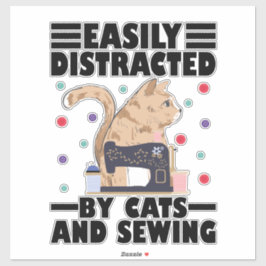 Easily Distracted By Cats And Sewing cat lover シール