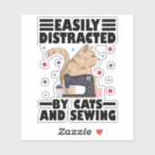 Easily Distracted By Cats And Sewing cat lover シール (シート)