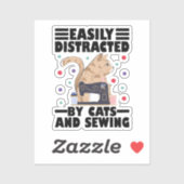 Easily Distracted By Cats And Sewing cat lover シール (シート)