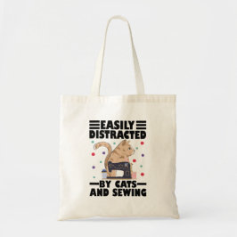 Easily Distracted By Cats And Sewing cat lover トートバッグ