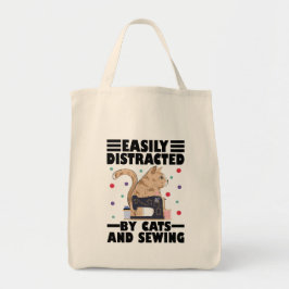 Easily Distracted By Cats And Sewing cat lover トートバッグ