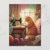 Easily Distracted By Cats And Sewing - Cat Sewing ポストカード (正面)
