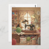 Easily Distracted By Cats And Sewing - Cat Sewing ポストカード (正面/裏面)