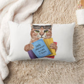 Easily Distracted By Cats _ Books Cat Book Cute ランバークッション (ブランケット)