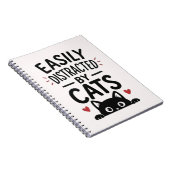Easily Distracted By Cats Funny Cat Lover Quote ノートブック (右側)