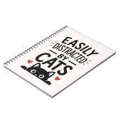 Easily Distracted By Cats Funny Cat Lover Quote ノートブック (左側)