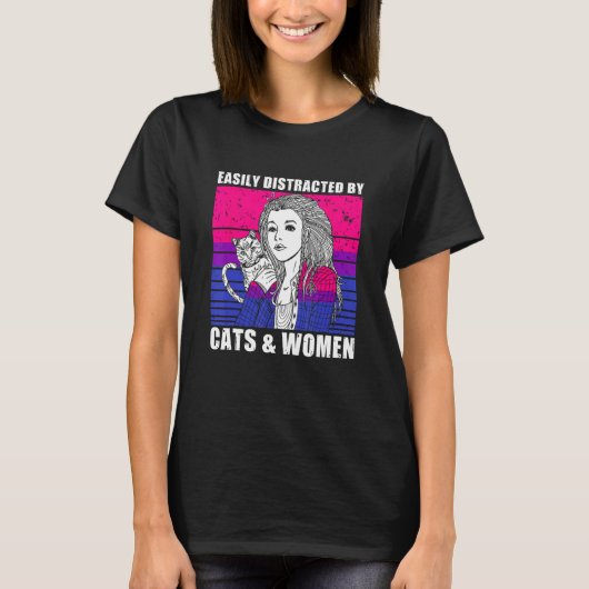 Easily Distracted By Cats Women For Lesbian Bisexu Tシャツ (正面)