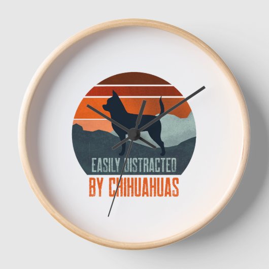 Easily Distracted By Chihuahuas Dog Walking 壁時計 (正面)