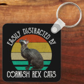 Easily Distracted By Cornish Rex Cats キーホルダー (裏面)