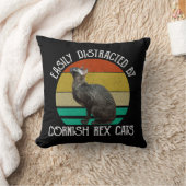 Easily Distracted By Cornish Rex Cats クッション (ブランケット)